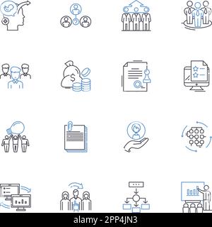 Symbolsammlung für Effizienzlinien. Produktivität, Optimierung, Rationalisierung, Effektivität, Pünktlichkeit, Präzision, Sparvektor und linear Stock Vektor