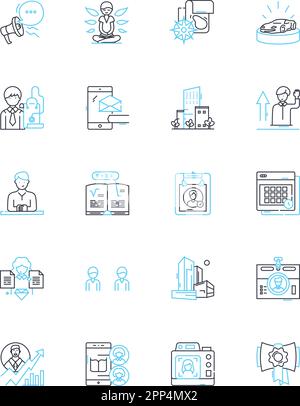 Lineare Symbolgruppe für Personalsuche. Personalbeschaffung, Beschäftigung, Personal, Talent, Kandidaten, HeadHunting, Job Line Vector und Concept Signs. Einstellung Stock Vektor