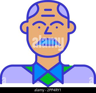 Ein Mann mittleren Alters. Auffälliger Cartoon-Stil einfaches minimalistisches Symbol für Marketing und Branding Stock Vektor