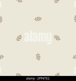 Eigenartiges Lino-Schnitt-Motiv-Vektormuster für Blattsplitter. Nahtlose Dekoration eines skurrilen Blattdesigns für den hintergrund von scandi. Stock Vektor