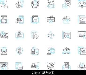 Lineare Symbolgruppe für E-Commerce-Seiten. Shopping, Online, Store, Sales, Discounts, Warenkorb, Checkout Line-Vektor und Konzeptschilder. Produkte, Versand Stock Vektor