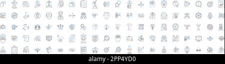 Symbolsammlung für geschäftliche Personalpositionen. Beschäftigung, Arbeitskräfte, Gewerkschaft, Vertrag, Karriere, Beruf, Tätigkeitsvektor und lineare Darstellung. Personalwesen Stock Vektor