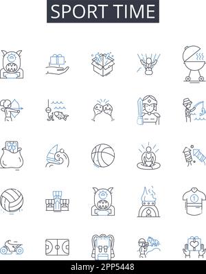 Sport Time Line Icons Kollektion. Einzigartig, unterscheidbar, exklusiv, Kontrast, außergewöhnlich, Heben Sie sich hervor, separate Vektor- und lineare Darstellung Stock Vektor