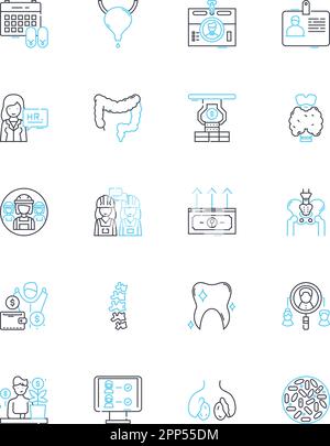 Lineare Symbole für Grundfreiheiten festgelegt. Freiheit, Gleichheit, Demokratie, Souveränität, Humanismus, Justiz, Zivillinienvektor und Konzeptzeichen. Protest Stock Vektor