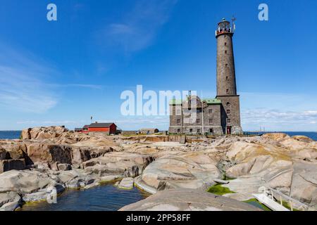 Leuchtturm Bengtskär, Blick auf die Insel Bengtskar im Archipel-Meer, Finnland Stockfoto