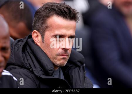 Fulham-Manager Marco Silva vor dem Premier League-Spiel in Craven Cottage, London. Foto: Samstag, 22. April 2023. Stockfoto