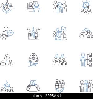 Symbolsammlung für Linien zur Leistungsoptimierung. Effizienz, Optimierung, Produktivität, Optimierung, Maximierung, Verbesserung, Beschleunigungsvektor Stock Vektor