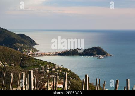 Sestri Levante. Blick von den Hügeln von Santa Giulia. Lavagna. Tigullio Golf. Ligurien. Italien Stockfoto