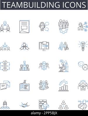 Kollektion mit Symbolen für die Teambildung. Führungssymbole, Grafiken zur Zusammenarbeit, Partnerschaftszeichen, Unity Logos, Solidaritätszeichen, Synergie Stock Vektor