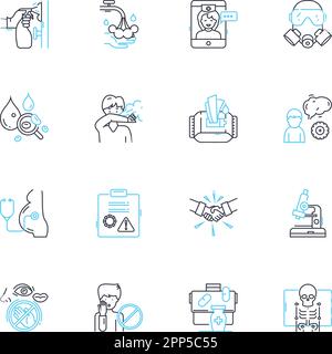 Lineare Symbole für die Telemedizin eingestellt. Remote, virtuell, Online, Remote-Überwachung, Video, Telekonsultation, Telemedizinlinienvektor und Konzeptzeichen. Abstand Stock Vektor