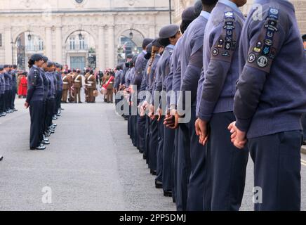 Whitehall, London, Großbritannien. 22. April 2023 Kadetten bei der St. George's Day Parade. Kredit: Matthew Chattle/Alamy Live News Stockfoto