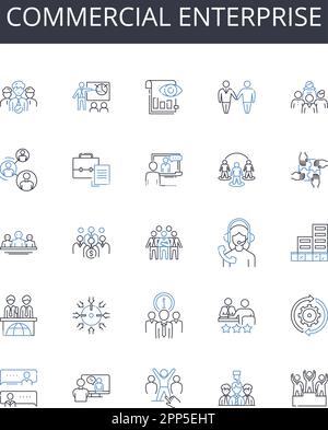 Symbolsammlung der kommerziellen Unternehmenslinie. Lernen, Wachstum, Entwicklung, Verbesserung, Empowerment, Erwachen, Transformationsvektor und linear Stock Vektor