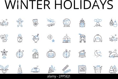 Icons-Kollektion für Winterferien. Weihnachten, Yuletide, Festtage, Feiertage, Advent, Hanukka, Kwanzaa-Vektor und linear Stock Vektor