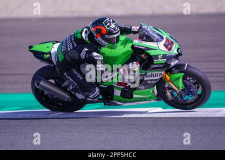 ASSEN, NIEDERLANDE - APRIL 22: Oliver König von der Tschechischen Republik und Orelac Racing Movisio, die während der Weltmeisterschaft Tissot Superpole während der FIM Superbike World Championship Pirelli Dutch Round am 22. April 2023 in Assen, Niederlande (Foto: Andre Weening/Orange Pictures) Stockfoto