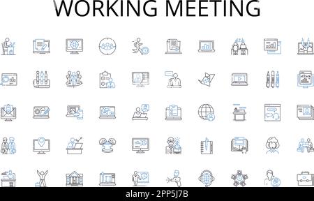 Symbolsammlung für Arbeitssitzungen. Analysen, Automatisierung, Bloggen, Branding, Click-Through-Rate, Konvertierung, Inhaltsvektor und linear Stock Vektor