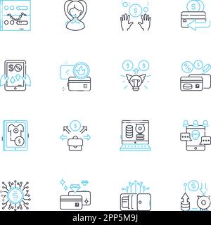 Lineare Symbole für Investitionen in der Gemeinschaft. Philanthropie, Spenden, Soziale Auswirkungen, Zuschüsse, Spenden, Charity, Empowerment Line Vector und Concept Signs Stock Vektor