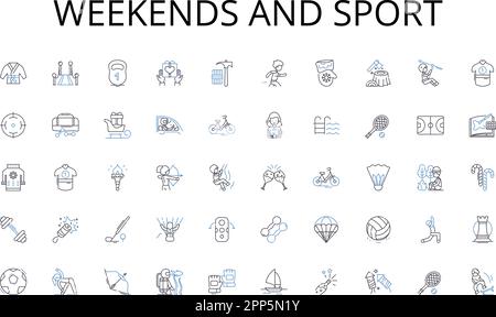 Wochenenden und Sport Line Icons Kollektion. Online, E-Commerce, Web, Marketing, Social Media, Konvertierung, Analysevektor und lineare Darstellung Stock Vektor