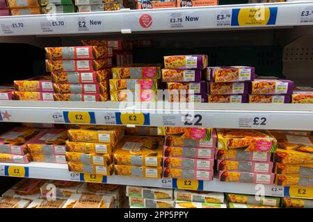 Ashford, Kent, Großbritannien. 22. April 2023. Tesco Quiche Gang. Fertiggerichte. Fotograf: Paul Lawrenson, Fotograf: PAL News/Alamy Live News Stockfoto