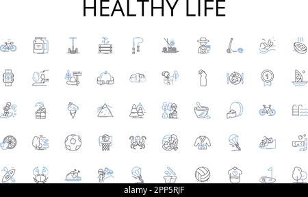 Healthy Life Line Icons Kollektion. Belohnungen, Geschenke, Trophäen, Auszeichnungen, Auszeichnungen, Medaillen, Token, Vektor und lineare Illustration. Souvenirs, Anreize Stock Vektor