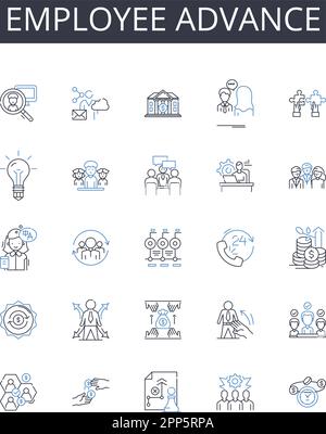 Sammlung der Positionssymbole für Mitarbeiter. Personalentwicklung, Mitarbeiterentwicklung, Personalverbesserung, Teamfortschritt, Mitarbeiterbeförderung, Mitarbeiterschulung Stock Vektor