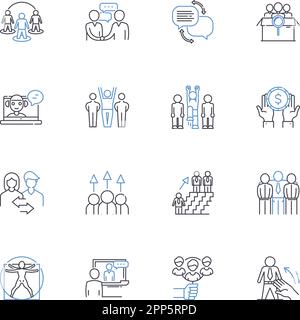 Internet council Line Icons Sammlung. Governance, Vorschriften, Richtlinien, Autorität, Aufsicht, Standards, Darstellungsvektor und linear Stock Vektor