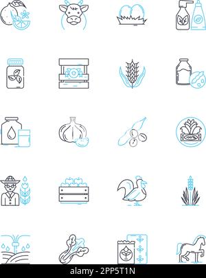 Biodynamische Landwirtschaft - Lineare Symbole gesetzt. Nachhaltigkeit, organisch, Boden, biodynamische Präparate, Kompost, Diversity, Harmony Line Vector und Concept Signs Stock Vektor