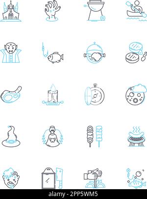 Lineare Bash-Symbole festgelegt. Skripterstellung, Shell, Terminal, Befehl, Linux, Ubuntu, CentOS Linienvektor und Konzeptzeichen. Fedora-, Debian-, Terminal-basierte Modellstruktur Stock Vektor