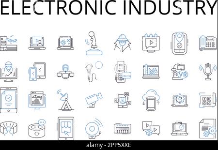 Symbolsammlung für die Elektronikbranche. High-Tech-Industrie, Technologiesektor, Digitaler Sektor, Computerindustrie, Technologieindustrie, Elektronik Stock Vektor