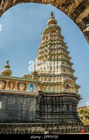 03 11 2016 Dashavtar vishnus Inkarnation an der Mauer des Yamai Devi Tempels, auf dem Hügel Aundh, Satara Viertel, Maharashtra, Indien Asien. Stockfoto