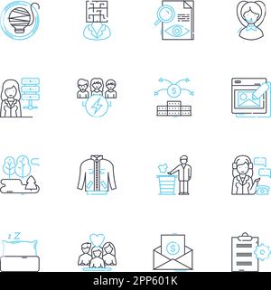 Lineare Symbole für Coaching festgelegt. Mentoring, Anleitung, Empowerment, Entwicklung, Transformation, Leadership, Insight Line Vector und Concept Signs Stock Vektor