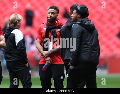 London, Großbritannien. 22. April 2023. Jayden Bogle von Sheffield Utd vor dem FA Cup-Spiel im Wembley Stadium, London. Der Bildausdruck sollte lauten: Darren Staples/Sportimage Credit: Sportimage Ltd/Alamy Live News Stockfoto