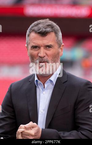 Der ehemalige Kapitän von Manchester United Roy Keane vor dem Halbfinalspiel des FA Cup zwischen Manchester City und Sheffield United im Wembley Stadium in London, England. (Richard Callis/Sports Press Photo/SPP) Kredit: SPP Sport Press Photo. Alamy Live News Stockfoto