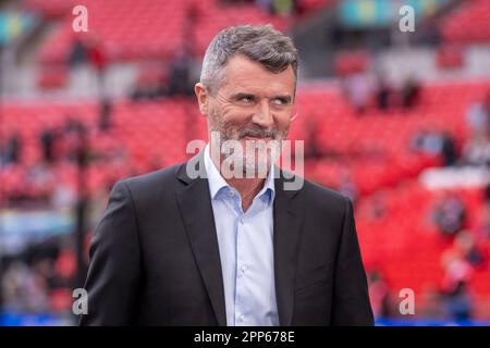 Der ehemalige Kapitän von Manchester United Roy Keane vor dem Halbfinalspiel des FA Cup zwischen Manchester City und Sheffield United im Wembley Stadium in London, England. (Richard Callis/Sports Press Photo/SPP) Kredit: SPP Sport Press Photo. Alamy Live News Stockfoto