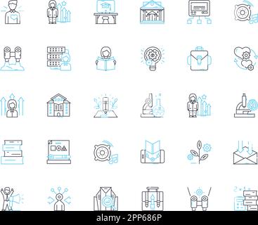 Charity und Humanitarismus, lineare Ikonen gesetzt. Philanthropie, Geben, Einfühlungsvermögen, Mitgefühl, Großzügigkeit, Altruismus, Benevolenzlinienvektor und Konzept Stock Vektor