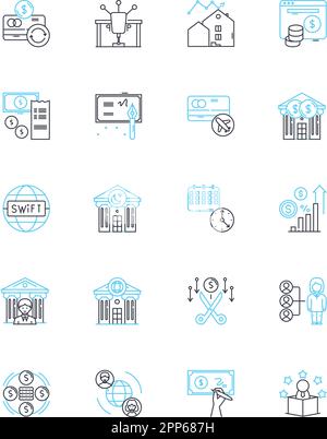 Lineare Symbole für strategische Prognosen festgelegt. Prognose, Analyse, Prognosen, Prognosen, Prognose, Prognose, Prognostizierung, Stationslinienvektor und Konzept Stock Vektor