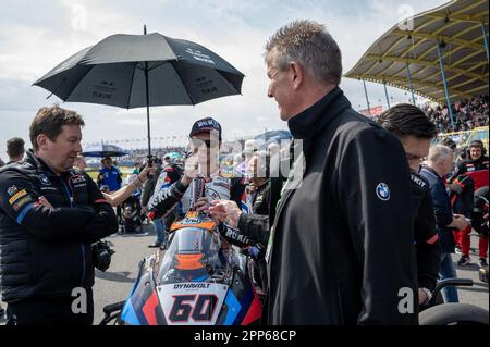 NÂ°60 Michael van der Mark NED BMW M 1000 BMW Motorrad WorldSBK Team während der Pirelli Dutch Round FIM Superbike World Championship 2023 - Race1, World Superbike - SBK in Assen, Niederlande, April 22 2023 Stockfoto