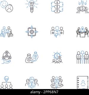 Partnership Designs Line Icons Kollektion. Zusammenarbeit, Synergie, Allianz, Konkordanz, Harmonie, Integration, Co-Creation Vector und linear Stock Vektor