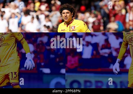 Salerno, Neapel, Italien. 22. April 2023. Guillermo Ochoa von Salernitana während des Fußballspiels der Italienischen Serie A zwischen Salernitana und Sassuolo in Salerno, Italien, 22. April 2023. (Kreditbild: © Ciro De Luca/ZUMA Press Wire) NUR REDAKTIONELLE VERWENDUNG! Nicht für den kommerziellen GEBRAUCH! Stockfoto