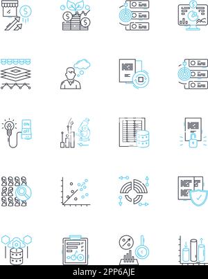 Lineare Symbolgruppe für Ausgabenbelege. Quittungen, Spesen, Abzüge, Ansprüche, Datensätze, Buchhaltung, Linienvektor und Konzeptzeichen. Management Stock Vektor