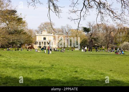 Walpole Park Ealing und Pitzhanger Manor & Gallery; an einem sonnigen Frühlingstag; West Ealing, London, Großbritannien Stockfoto