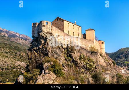 Zitadelle de Corte auf einem Felsen, Korsika Stockfoto