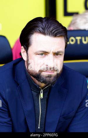 Norwich, Großbritannien. 22. April 2023. Swansea City Manager Russell Martin während des Sky Bet Championship-Spiels zwischen Norwich City und Swansea City in der Carrow Road am 21. 2023. April in Norwich, England. (Foto: Mick Kearns/phcimages.com) Kredit: PHC Images/Alamy Live News Stockfoto