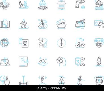 Lineare Symbole für soziales Verhalten festgelegt. Einfühlungsvermögen, Freundlichkeit, Mitgefühl, Altruismus, Großzügigkeit, Zusammenarbeit, Einhaltung von Linienvektoren und Konzeptzeichen. Toleranz Stock Vektor