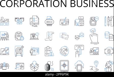 Symbolsammlung für Geschäftsbereiche des Unternehmens. Partnerschaftsunternehmen, Unternehmen, Unternehmen, Niederlassungsorganisation, Institution Stock Vektor