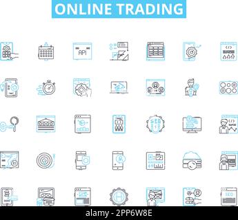 Lineare Symbole für Online-Handel festgelegt. Aktien, Devisen, Kryptowährung, Optionen, Futures, Brokerage, Trading Line Vector und Concept Signs. Derivate Stock Vektor