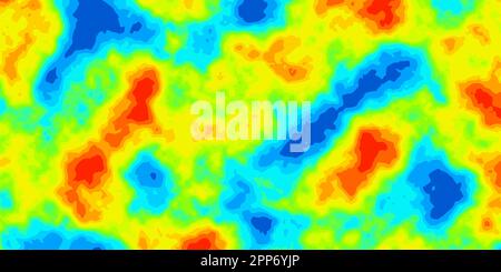 Abstrakte Vektorheatmap der Warm- und Kaltverteilung in der Landschaft. Infrarot-Thermografie Hintergrund. Das Konzept der globalen Erwärmung. Daten der Temperaturmessung Stock Vektor