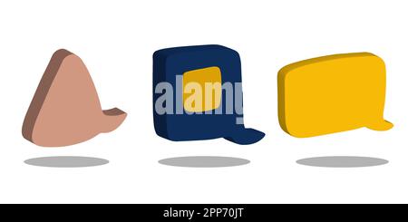Sprechblase 3D. Banner mit Sprechblasen für Chat. Dialogsymbolsatz auf isoliertem Hintergrund. Vektor Stock Vektor