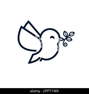 Abbildung der Strichvektoren des Taubenlogos. Vorlage für kreatives Design mit Dove-Logo. Bird Logo Premium Stock Vektor