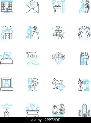 Lineare Symbole für Gewerkschaftsmitglieder festgelegt. Solidarität, Vertretung, Kollektiv, Empowerment, Verhandlung, Rechte, Vektor der Advocacy-Linie und Konzeptzeichen Stock Vektor