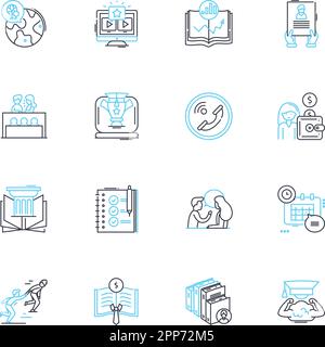 Linearer Symbolsatz für Prüfungsvorschlag. Untersuchung, Analyse, Prüfung, Untersuchung, Beurteilung, Auswertung, Prüfungslinienvektor und Konzeptzeichen Stock Vektor